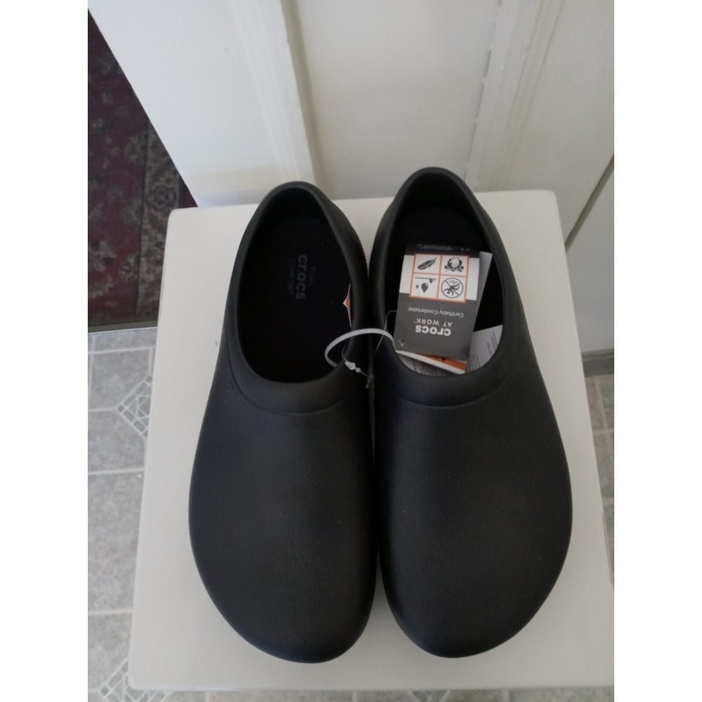 Crocs Unisex On The Clock Clog Slip on Work Shoes Black Men 9 Women's 11 #205073